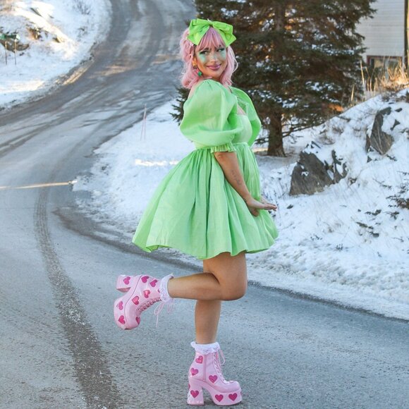 Selkie Avocado Puff Dress - Picture 2 of 7